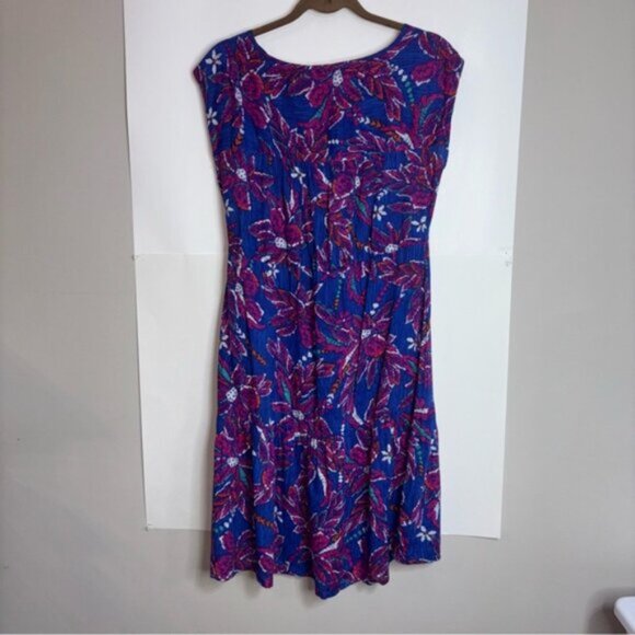 Country Rose Blue Floral Midi Dress Size 12 Sleeveless Boho Print Coastal Office - Picture 10 of 10